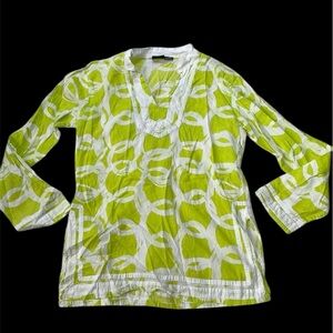 S.R Fashion Lime Green and White‎ Top
